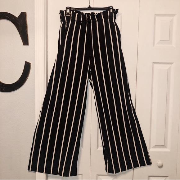 pinstriped flowy pants with a cinched waist - Picture 1 of 1